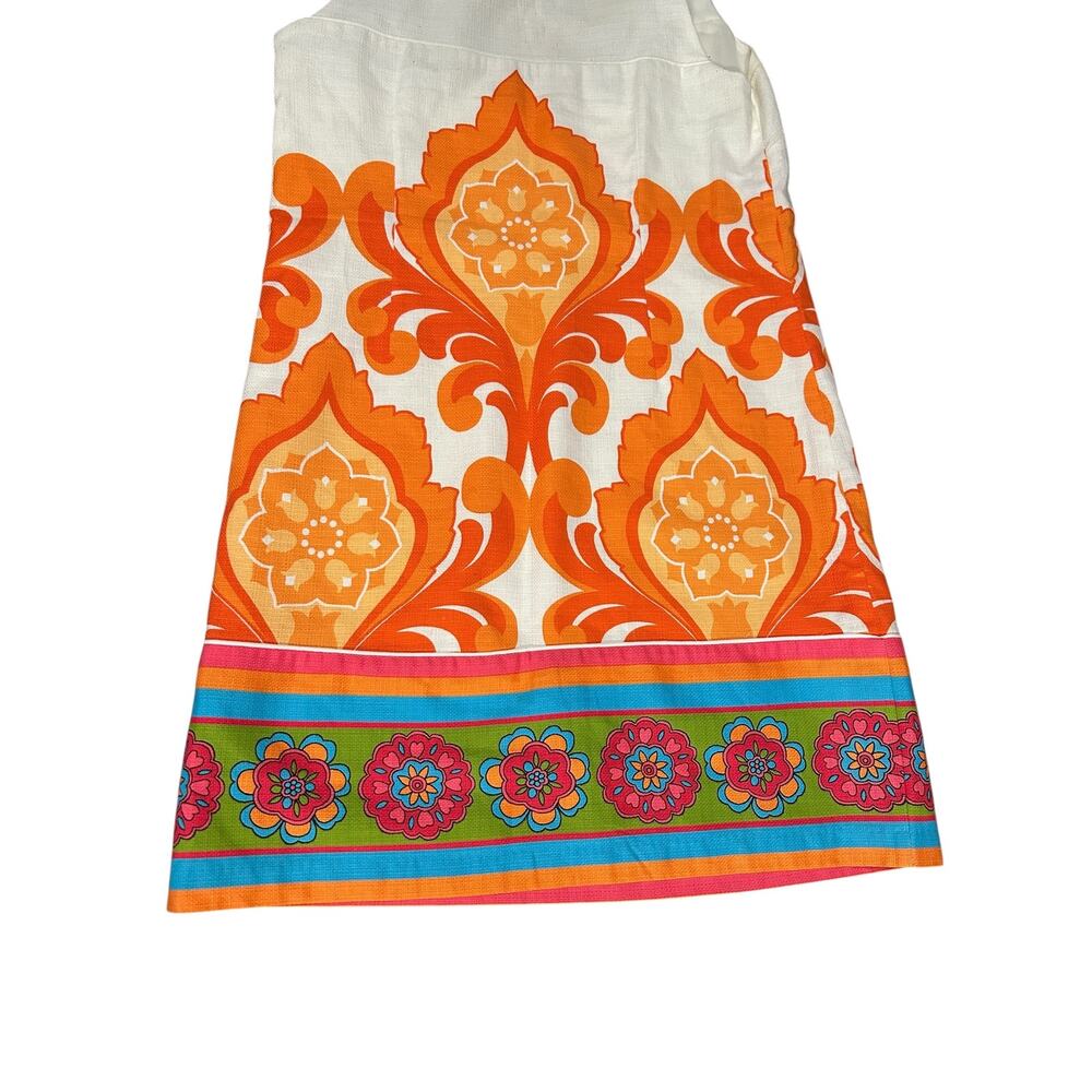Laundry by Shelli Segal Mod Floral Shift Dress Retro Orange Print Size 2 - Picture 4 of 10